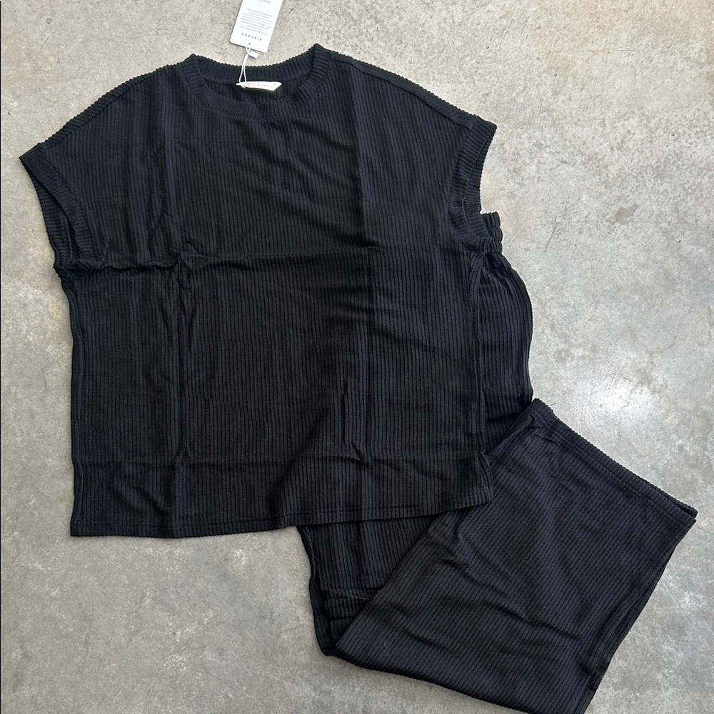 Black Ribbed Knit Set